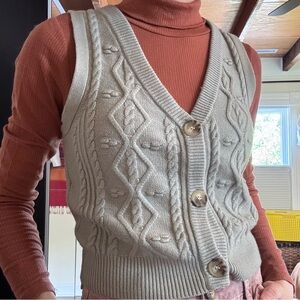 Jessica Simpson Sage Green Cable Knit Sweater Vest